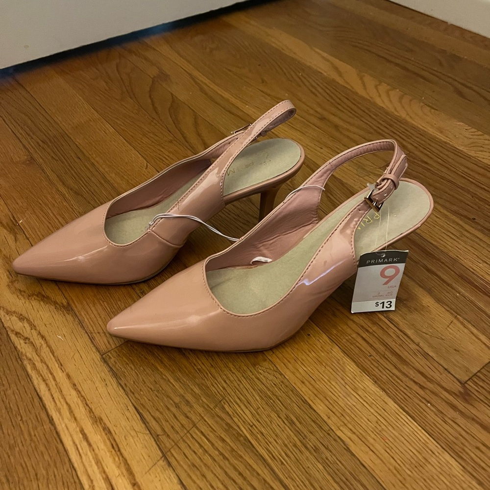 Primark NWT Pink Patent Leather Slingback Heels